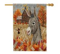 Bandiere per casa degli asini autunnali, 71 x 101 cm, per esterni, per lavori a maglia, bandiere verticali per la casa in lino, bandiere per la casa del cortile anteriore del fienile, decorazione per