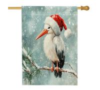 Bandiere per casa degli uccelli con cicogne di Natale, 71 x 101 cm, double face, per esterni, grazioso ramo di albero di Natale, bandiere verticali per la casa, bandiera invernale con stampa sul