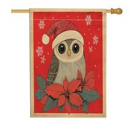 Bandiere per casa degli uccelli con gufo di Natale, 71 x 101 cm, double face, per esterni, vintage, stella di Natale verticale, tela per la casa, bandiera invernale per cortile anteriore cortile