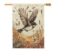 Bandiere per casa degli uccelli con passero autunnale, 71 x 101 cm, double face, bandiere vintage autunnali standard per la casa, bandiere tribali per il cortile decorazione esterna
