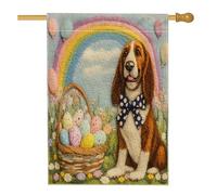 Bandiere per casa del cane Spring Easter Coonhound, 71 x 101 cm, double face, per esterni, uova in feltro di lana, bandiere verticali standard per la casa, decorazione per cortile e cortile