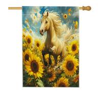 Bandiere per casa di cavalli autunnali da 71 x 101 cm per esterni, bandiere verticali standard per la casa in lino con mulino a vento autunnale, bandiere per la casa sul cortile del cortile del