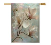Bandiere per casa di fiori con magnolie primaverili, 71 x 101 cm, double face, per esterni, moderna bandiera in marmo floreale standard verticale, bandiera per la casa, bandiera di lusso con stampa da