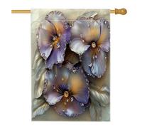 Bandiere per casa di fiori con viola del pensiero primaverile, 71 x 101 cm, double face, per esterni, stile 3D, fiori di lusso, bandiera verticale standard per la casa, bandiera moderna con stampa da