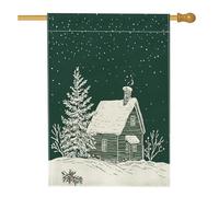 Bandiere per casa di Natale, 71 x 101 cm, double face, per esterni, vintage, retrò, in lino, verticale, in tela di lino, per la casa, per fattoria, vacanze, cortile, cortile