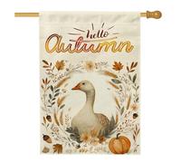 Bandiere per casa d'oca autunnale ad acquerello 71 x 101 cm su entrambi i lati per esterni, zucca autunnale foglia d'acero pollame lino bandiera verticale per la casa, fattoria campagna cortile