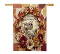 Bandiere per casa in iuta con koala autunnali, 28 x 40 cm, double face, per esterni, bandiere per la casa con foglie floreali per le vacanze, bandiera autunnale per portico