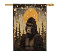 Bandiere per casa in iuta con scimpanzé autunnale, 28 x 40 cm, double-face, per esterni, foreste autunnali, lune del bosco, bandiere per la casa, gorilla, bandiera per portico