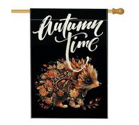 Bandiere per casa riccio autunnale nero 71 x 101 cm su entrambi i lati per esterno, autunno bohémien estetica standard verticale tela bandiera per la casa, animale fiore anteriore cortile stampa