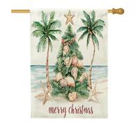 Bandiere per casa sulla spiaggia di buon Natale, 71 x 101 cm, double face, per esterni, divertenti bandiere verticali per la casa, decorazione per la casa e il cortile del cortile