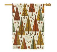 Bandiere per casa sull'albero autunnale senza cuciture, 71 x 101 cm, double face, per esterni, graziosa bandiera autunnale con foresta d'acero, standard verticale, in tela, per casa, cortile, cortile