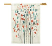 Bandiere per casa sull'albero di pioppo in stile retrò, 71 x 101 cm, double-face, per esterni, con foglie di piante di metà secolo, bandiera verticale standard per la casa, bandiera botanica con