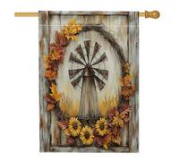 Bandiere per case in legno con mulini a vento autunnali, 71,1 x 101,6 cm, double face, decorative per esterni, rustiche, autunnali, rustiche, in tela, per la casa, per esterni