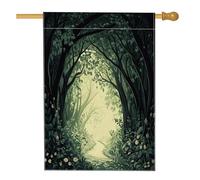 Bandiere per case sull'albero della foresta primaverile, 71 x 101 cm, double-face, per esterni, fantasia, foresta, natura, scenico, standard, verticale, in tela, per la casa, con paesaggio