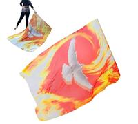 Bandiere Per Culto - Bandiere da Danza Lode con Piume Bianche e Fuoco,Stendardo in Chiffon per Riunioni Danzatori Eventi Estivi Matrimoni