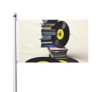 Bandiere per dischi in vinile e nastri per esterni, 9 x 1,5 m, bandiera stagionale da giardino con occhielli bandiera esterna per decorazioni per la casa sfondo fotografico