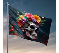 Bandiere per dormitori, corona floreale: una celebrazione della vita e della morte, bandiera retrò decorazione per la stanza da esterno per patio (60 x 90 cm)