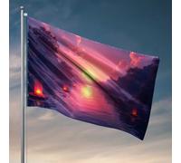 Bandiere per dormitori, lanterne al tramonto sull'acqua, bandiera retrò, decorazione per la stanza, decorazioni per esterni per patio (60 x 90 cm)