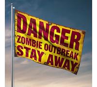 Bandiere per dormitorio con zombie outbreak: Danger Ahead! Bandiere da appendere in camera da giardino bandiera divertente (30 x 45 cm)