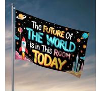 Bandiere per dormitorio per ragazze Il futuro del mondo è in questa stanza oggi. Bandiere per camera per ragazze cartelli e decorazioni per esterni (60 x 90 cm)