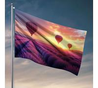 Bandiere per dormitorio per ragazzi, mongolfiere sopra i campi di lavanda al tramonto, bandiere per camera da letto musica decorazione (152 x 244 cm)