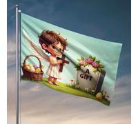 Bandiere per dormitorio universitario angelo che tiene una croce vicino a una tomba decorata. Bandiera da giardino bandiere invernali all'aperto bandiere decorative (120 x 180 cm)