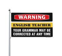 Bandiere per dormitorio universitario con avviso inglese grammatica insegnante bandiera uomo accessori grotta bandiere uomo grotta (30 x 45 cm)