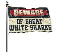 Bandiere per dormitorio universitario con scritta "Beware of Great White Sharks Flag Man Cave Accessories Man Cave Flags" (30 x 45 cm)