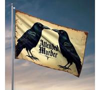 Bandiere per dormitorio universitario due corvi uno di fronte all'altro con il testo "Attended Murder" in carattere gotico. Bandiera da giardino bandiere invernali per esterni bandiere decorative (30