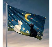 Bandiere per dormitorio universitario due gatti sotto il cielo illuminato dalla luna. Bandiera uomo grotta bar divertente bandiere (152 x 244 cm)