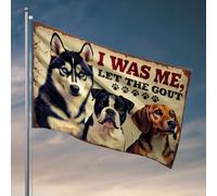Bandiere per dormitorio universitario tre cani con il testo 'I Was Me, Let The Gout'. Bandiera Man Grotta Regole Bandiere per adolescenti (152 x 244 cm)