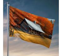 Bandiere per dormitorio universitario, una cabina accogliente immersa nel fogliame autunnale. Bandiera ornamenti da cortile all'aperto roba fresca per la tua stanza (30 x 45 cm)