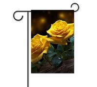 Bandiere per esterni con belle rose gialle 30,5 x 45,7 cm bandiere divertenti per feste banner da giardino stampate su entrambi i lati bandiere da giardino benvenuto fuori cortile bandiera per casa