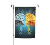 Bandiere per esterni con funzioni cerebrali sinistra e destra 30,5 x 45,7 cm, stampa su entrambi i lati, bandiere da giardino per esterni, bandiera per vacanze con occhielli, bandiera per casa da