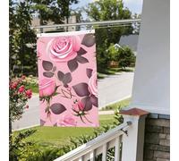 Bandiere per esterni divertenti bandiere da giardino graziose rose rosa bandiera da giardino stampa su entrambi i lati bandiera da giardino di benvenuto banner da giardino per casa prato bandiere