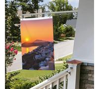 Bandiere per esterni divertenti bandiere Grecia isola tramonto paesaggio giardino bandiera stampa su entrambi i lati bandiera da cortile banner da giardino di benvenuto per casa prato bandiere