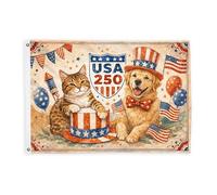 Bandiere per gatti per esterni, cappello per cani festivo fantasioso per il giorno dell'indipendenza, bandiere decorative rosse, striscione per esterni, resistente allo sbiadimento, decorazione per