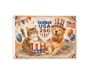 Bandiere per gatti per esterni, cappello per cani festivo fantasioso per il giorno dell'indipendenza, bandiere decorative rosse, striscione per esterni, resistente allo sbiadimento, decorazione per