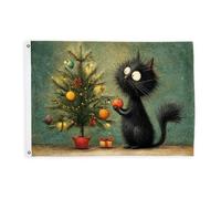 Bandiere per gatti per esterni, fantasiosi ornamenti per albero di Natale, bandiere decorative nere, striscione per esterni, resistente allo sbiadimento, decorazione per balcone, terrazza, giardino