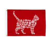 Bandiere per gatti per esterni, festivi cerchi giocosi a strisce, bandiere natalizie rosse decorative per esterni, con occhiello, decorazione per giardino, ingresso, casa, patio, campeggio, 6 x 0,9 m