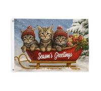 Bandiere per gattini per esterni, slitta natalizia natalizia con neve rossa, bandiere decorative per esterni, resistenti allo sbiadimento, decorazione per giardino, ingresso, casa, patio, campeggio