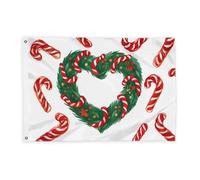 Bandiere per ghirlande per esterni, decorazioni natalizie con bastoncini di zucchero e bacche rosse, bandiere decorative verdi natalizie, resistenti allo sbiadimento, decorazione per terrazza, patio