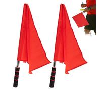 Bandiere Per Gli Arbitri - 2 Pezzi Bandiera Rossa Leggera A Manovella Manuale,Equipaggiamento Per I Giudici Di Gara - Per Il Calcio, Il Calcio, La Pallavolo, I Giochi Di Campo, L'E Giudice