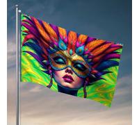 Bandiere per gli uomini maschera piumata colorata: una vivace opera d'arte bandiera roba stanza dormitorio bandiere per ragazzi (152 x 244 cm)