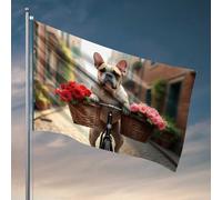 Bandiere per i ragazzi cesto floreale giro con il bulldog bandiera roba stanza bandiere decorative per casa bandiere (60 x 90 cm)