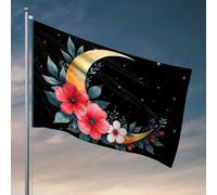 Bandiere per i ragazzi cielo notturno magico con fiori e luna bandiere per camera adolescenti ragazzi decorazioni piscina all'aperto (120 x 180 cm)