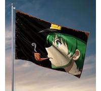 Bandiere per i ragazzi personaggi anime dai capelli verdi fumare una pipa. Bandiera uomo grotta bandiere roba per la tua stanza (152 x 244 cm)