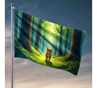 Bandiere per i ragazzi Un gatto cammina lungo un sentiero in una foresta. Bandiera uomo grotta bandiere roba per la tua stanza (30 x 45 cm)