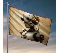 Bandiere per i ragazzi Un robot vintage con un'espressione allegra. Bandiera uomo bandiere grotta roba per la tua stanza (60 x 90 cm)