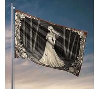 Bandiere per i ragazzi Una donna in un vestito bianco cammina attraverso una foresta oscura. Bandiera uomo bandiere grotta roba per la tua stanza (60 x 90 cm)